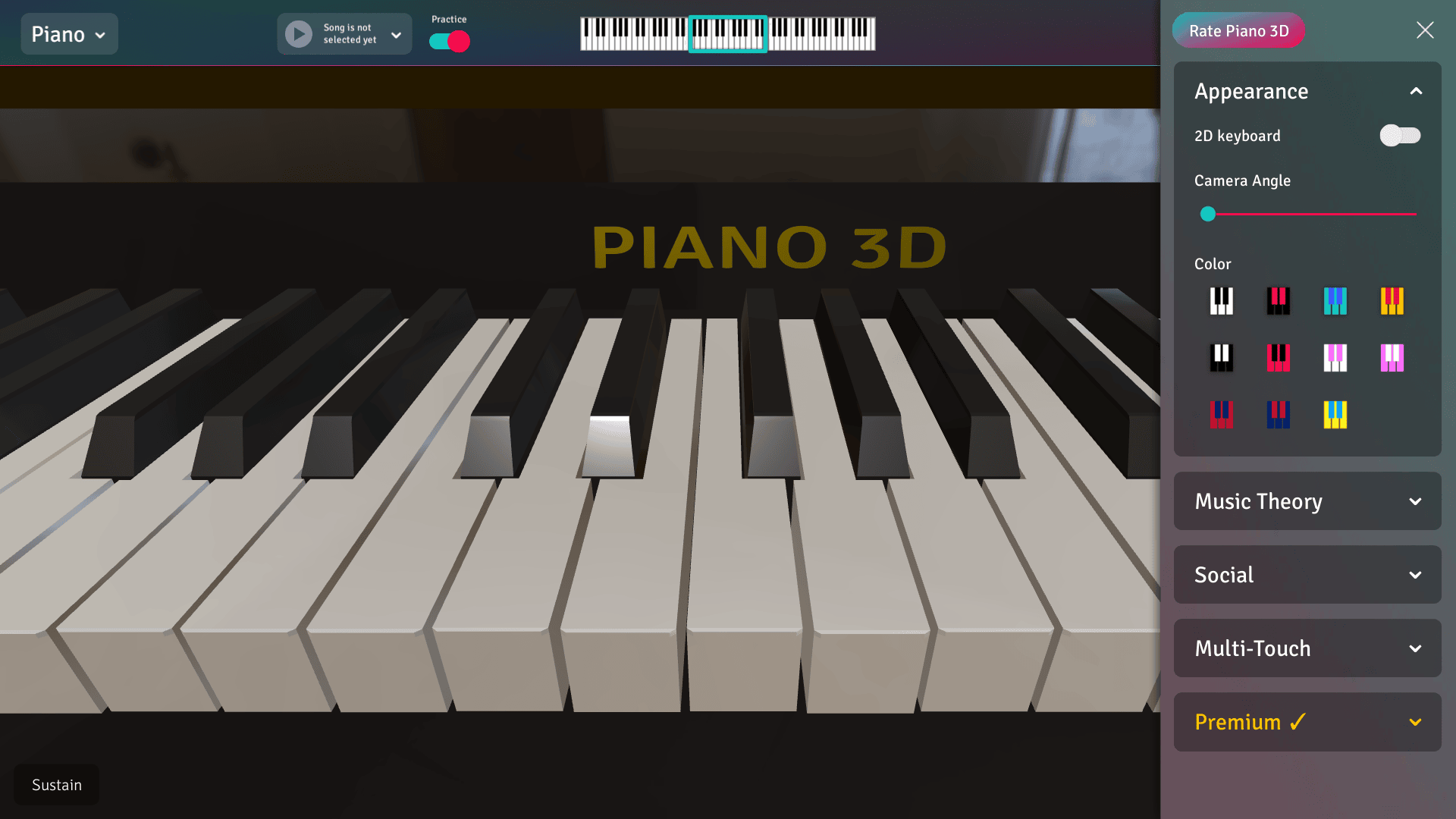 changing view angle of piano 3d