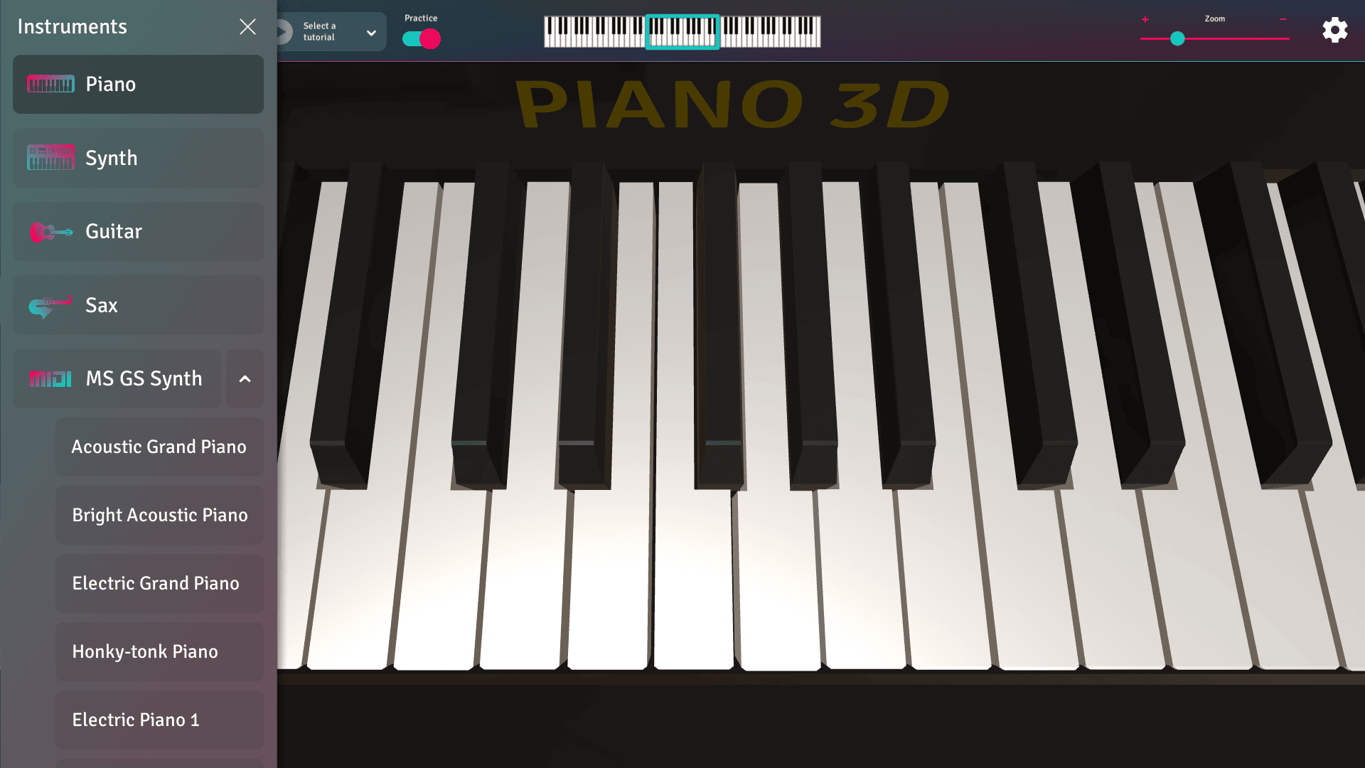 piano 3d sound selection
